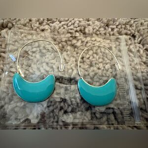 Turquoise Crescent Hoop Earrings - NWOT
